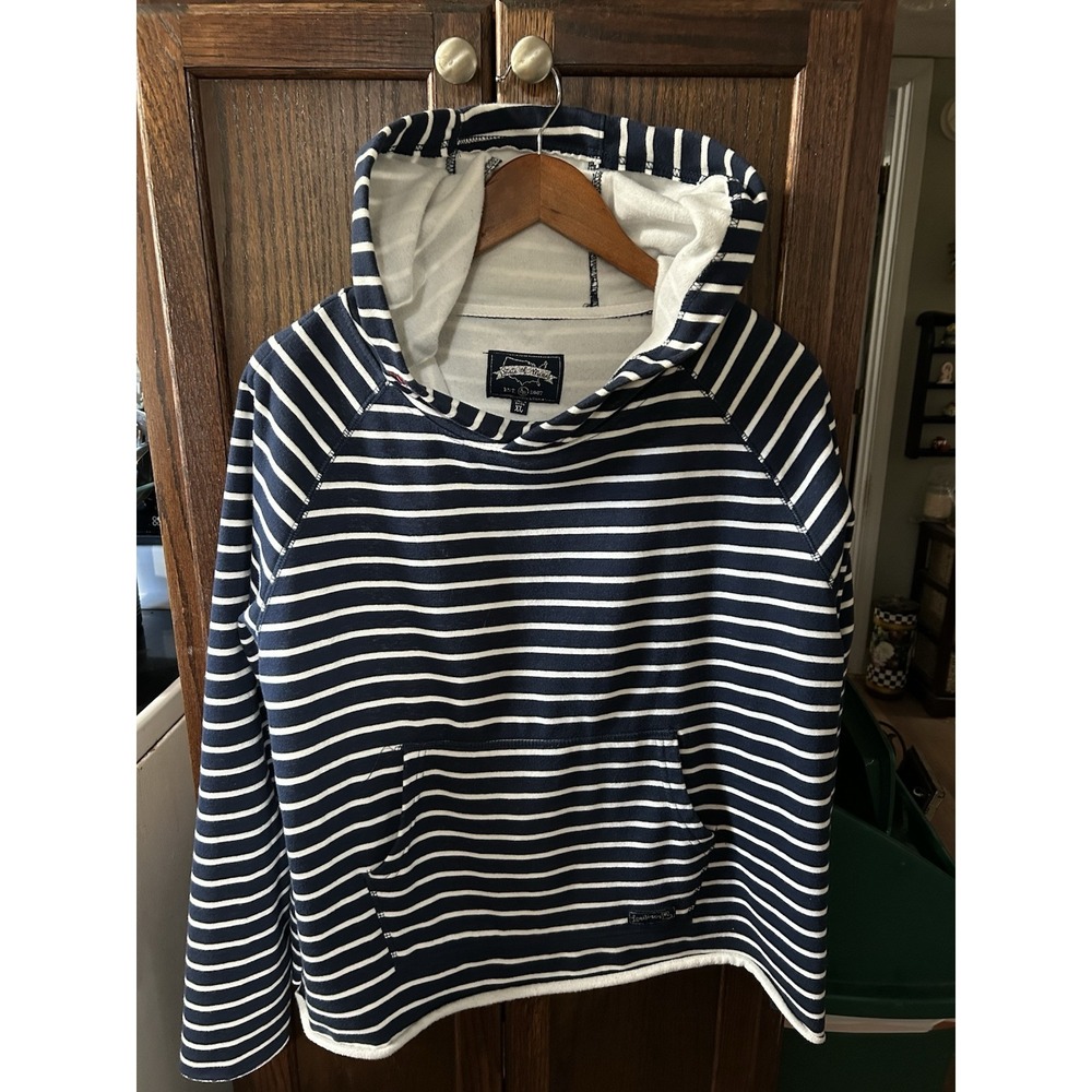 State Of Mind Hoodie Navy Blue And White Stripe W/red Lettering "Louisiana "